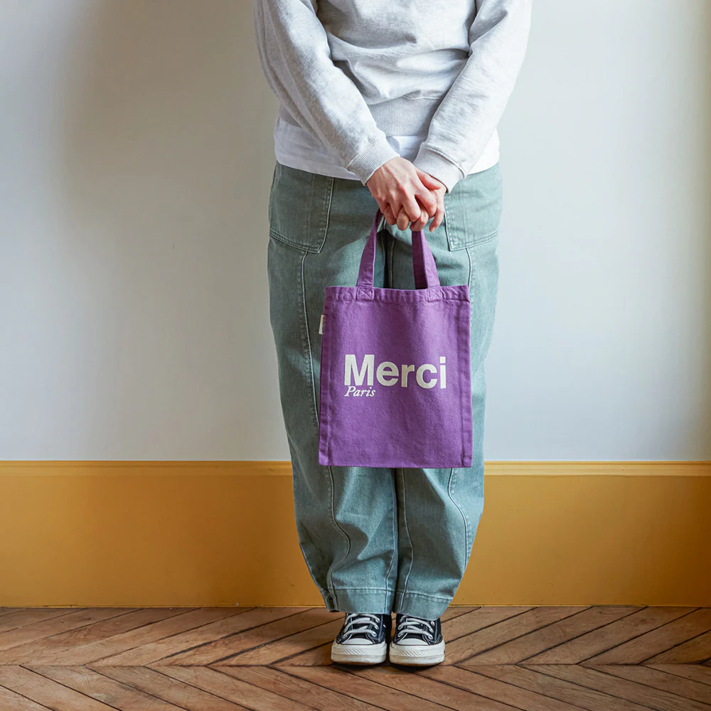 Merci - Tote Bag en coton - Violet & Écru - Image 4