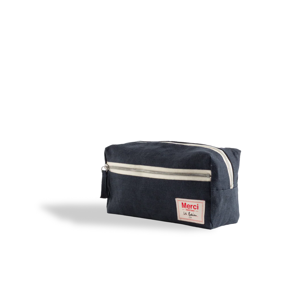 Trousse de toilette en lin lavé - Bleu Encre - Image 10