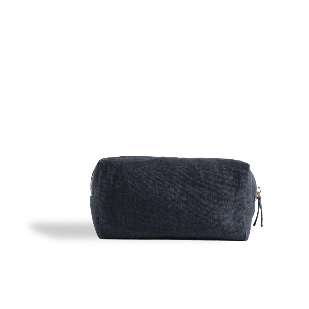 Trousse de toilette en lin lavé - Bleu Encre - Image 12