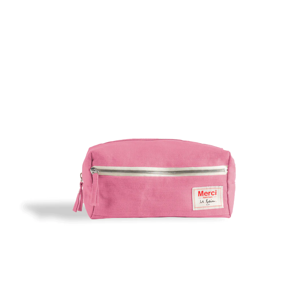 Trousse de toilette en lin lavé - Rose Garance - Image 2