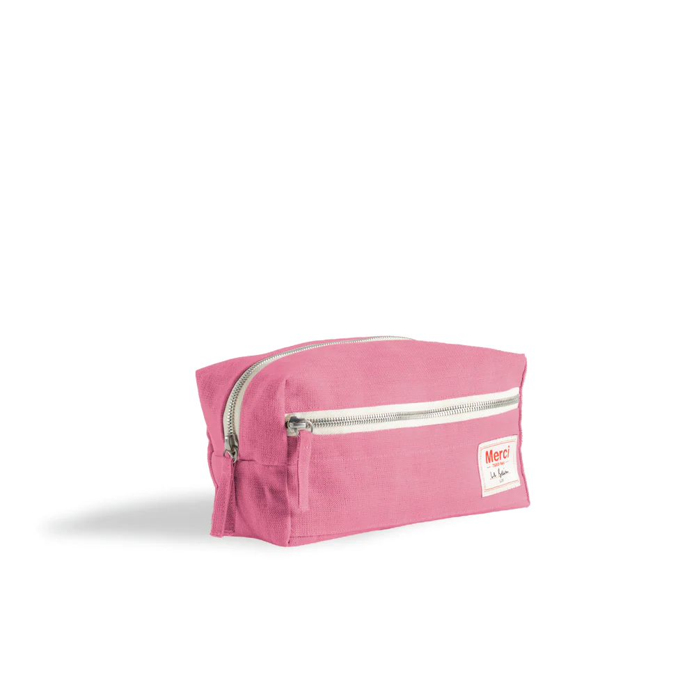 Trousse de toilette en lin lavé - Rose Garance - Image 3