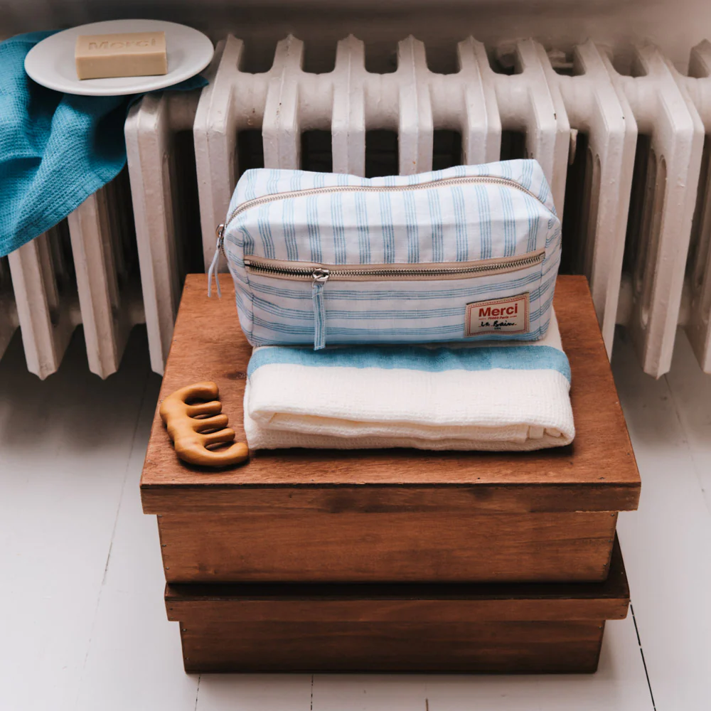 Trousse de toilette - Rayures Pinceau Bleu Primaire