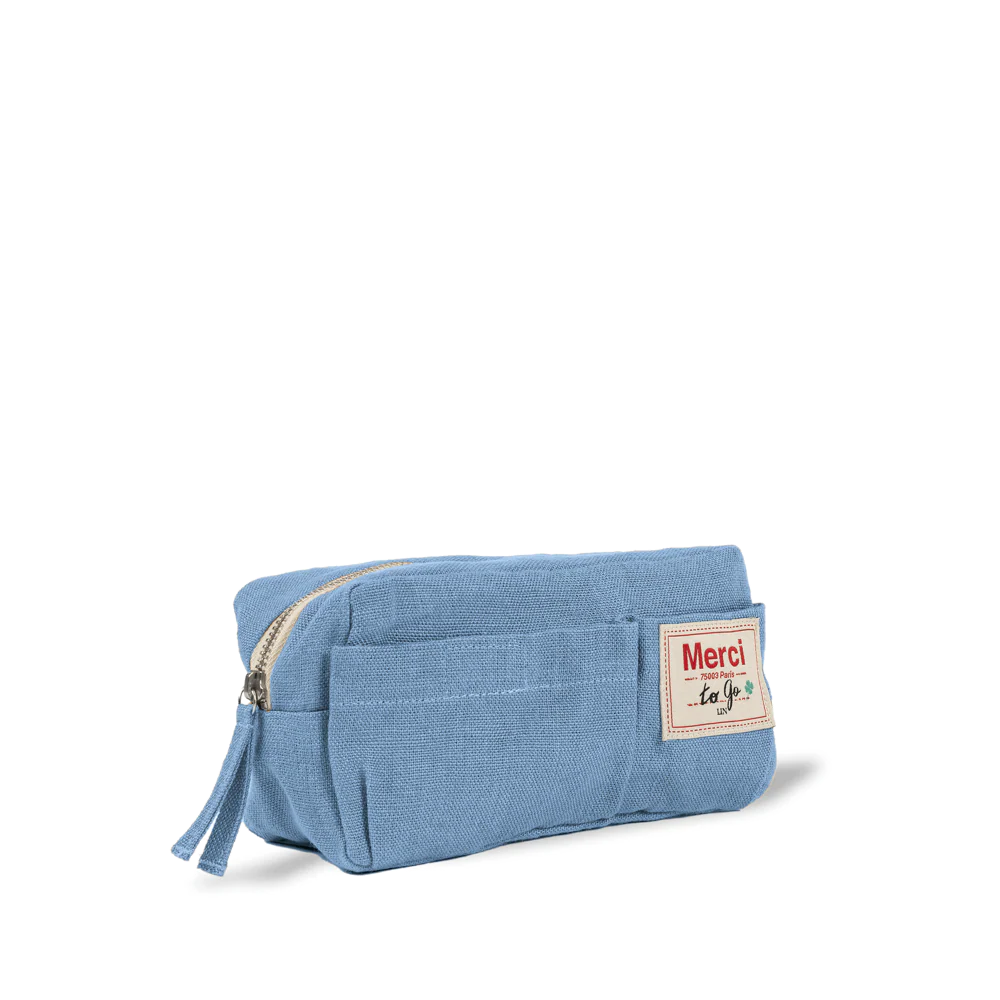 Merci - Trousse en lin lavé - Bleu Primaire - Image 7