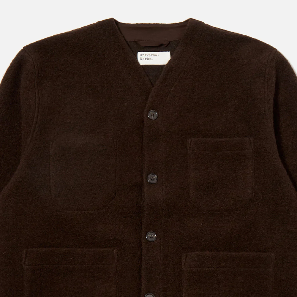 Universal Works - Cardigan Laine - Marron - Image 3