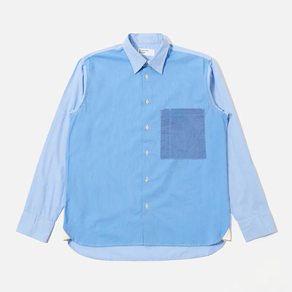Universal Works - Chemise Mixed Square Pocket - Bleu Ciel