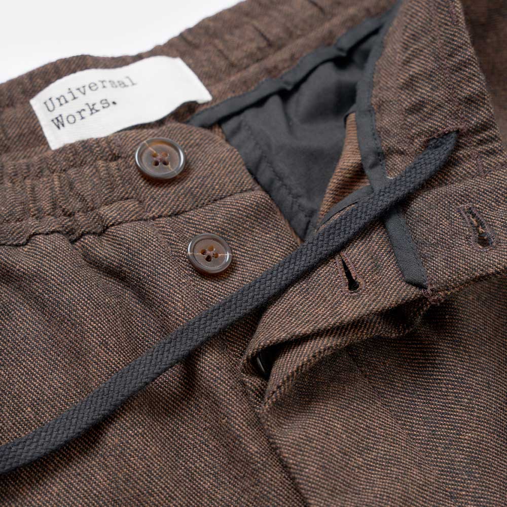 Universal Works - Pantalon Pleated Track Tweed - Marron - Image 2