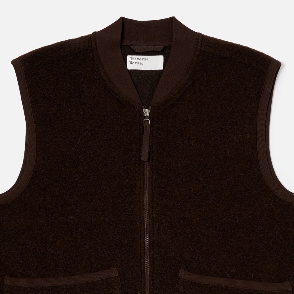Universal Works - Veste Laine Zip - Marron - Image 3