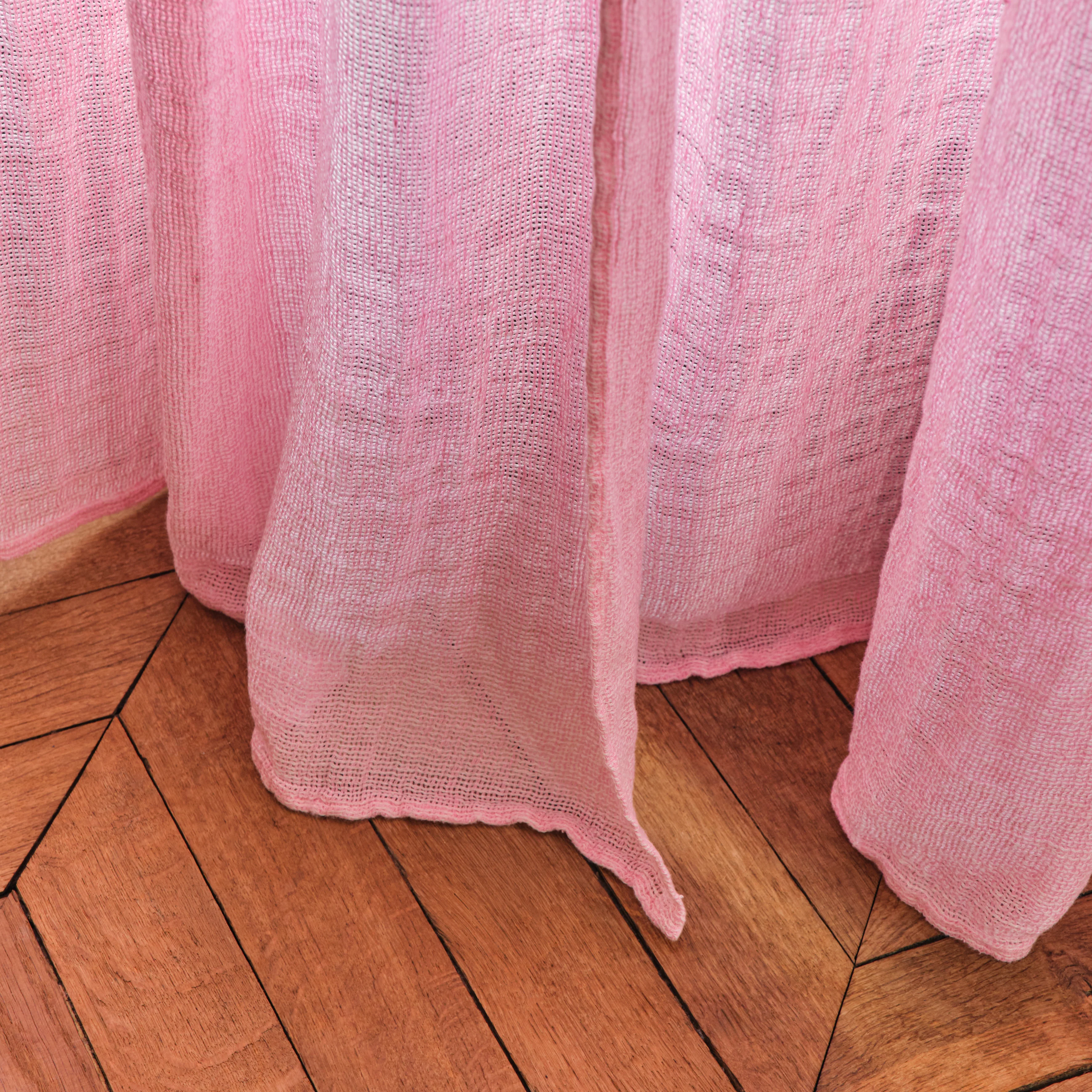 Voile natté en lin lavé - Rose Granité - Image 2