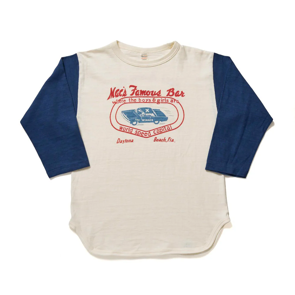 Warehouse & Co - T shirt Sleeve Baseball 4800 - Crème & Marine