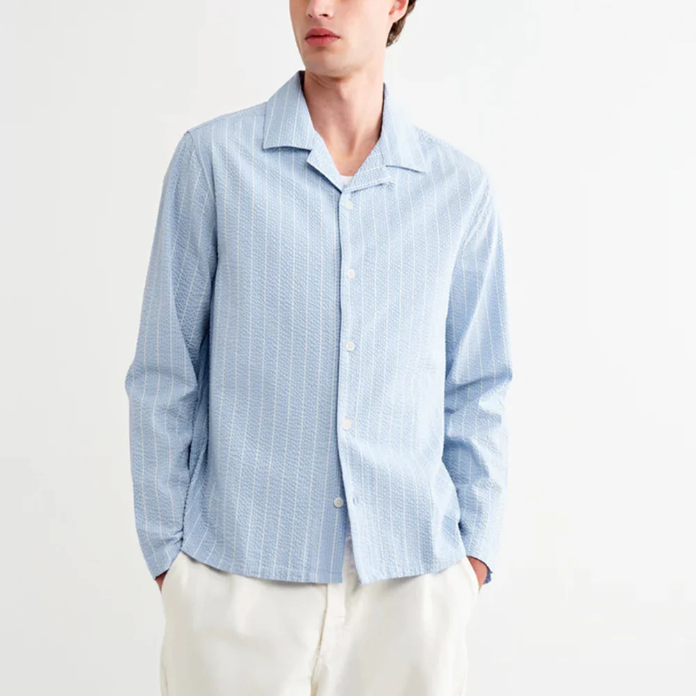 Wax London - Chemise Corey LS - Bleu Ecru - Image 2