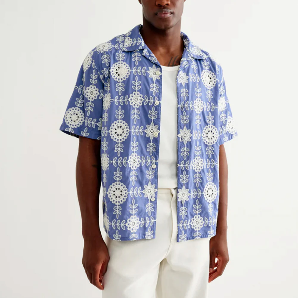 Wax London - Chemise Didcot SS - Bleu Ecru - Image 2