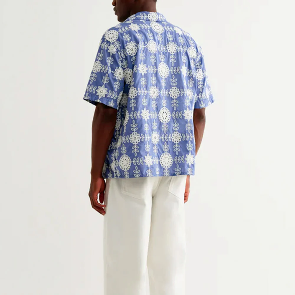 Wax London - Chemise Didcot SS - Bleu Ecru - Image 3