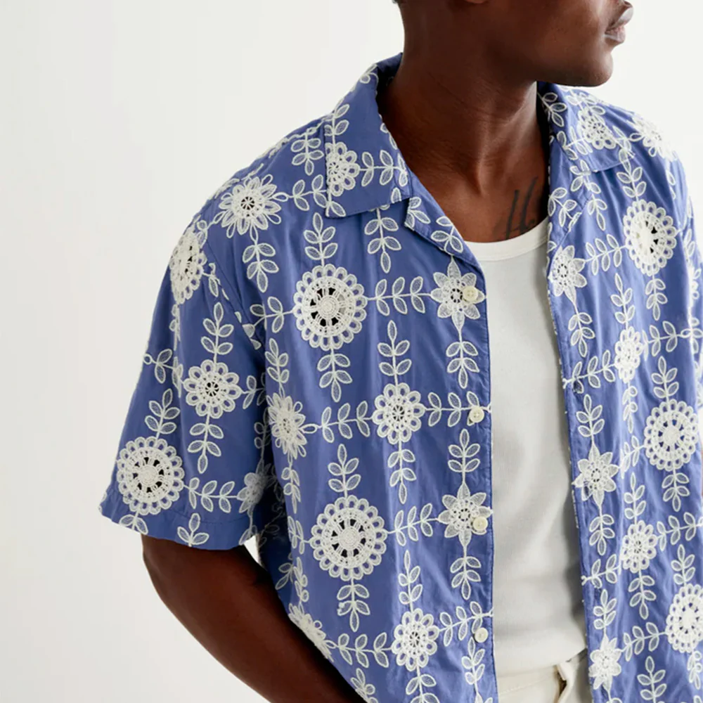 Wax London - Chemise Didcot SS - Bleu Ecru - Image 4