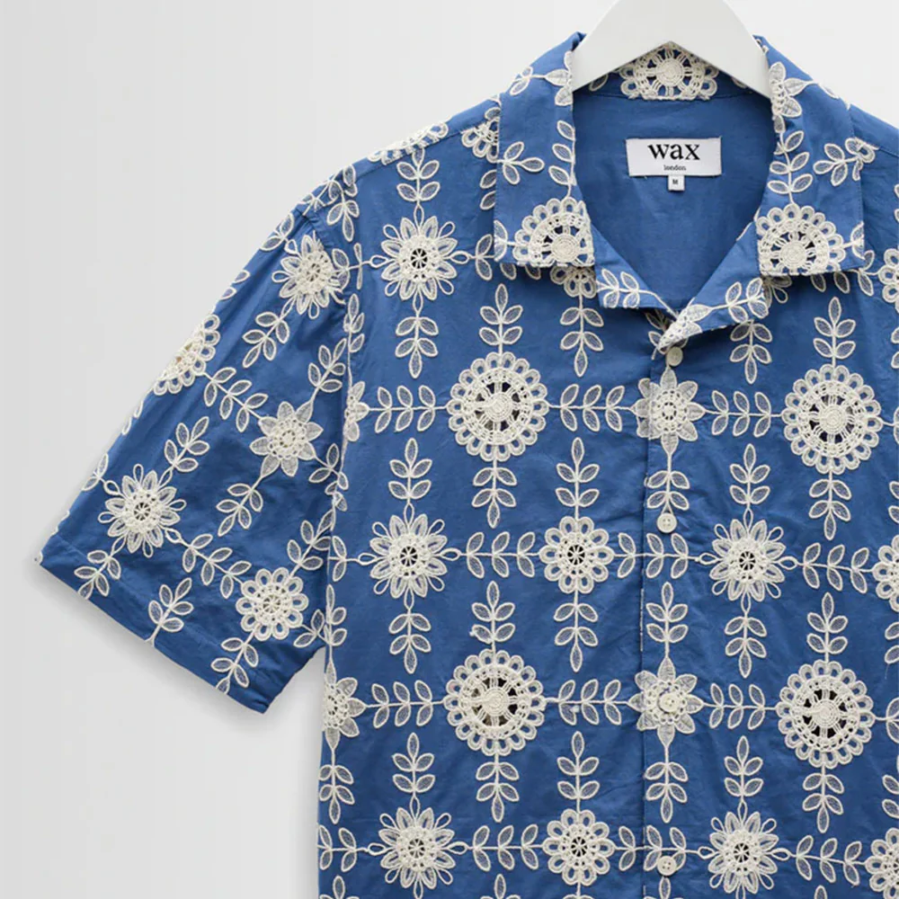 Wax London - Chemise Didcot SS - Bleu Ecru - Image 5