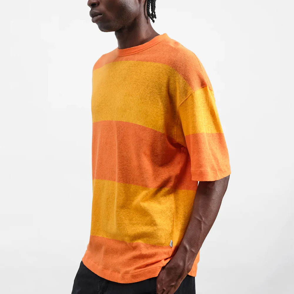 YMC - T-shirt Triple - Orange Rayé - Image 3