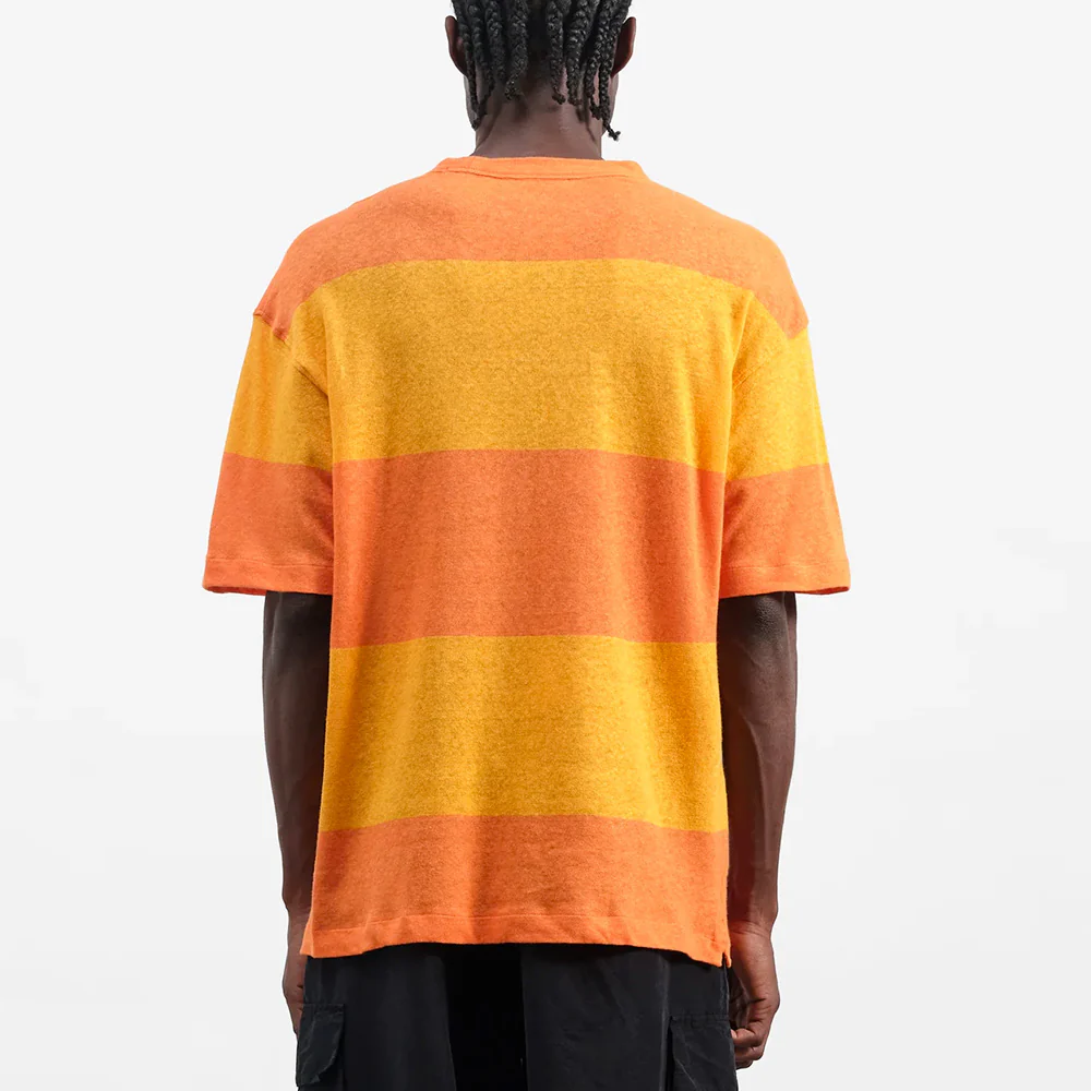 YMC - T-shirt Triple - Orange Rayé - Image 4